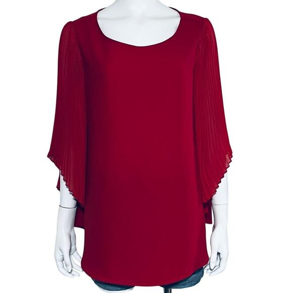 Alfani Womens Red Pleated Sleeves Bouse Size 14 - Picture 1 of 8